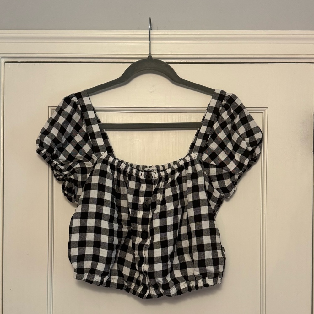 Madewell Black and White Gingham Blouse